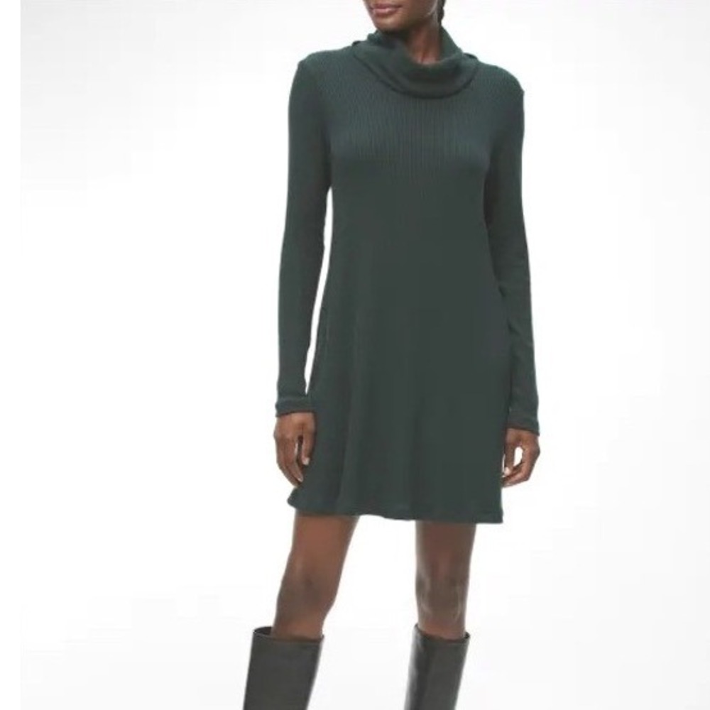 Michael Stars- XS Cowl Neck Long Sleeve Knit Dress in Dark Green